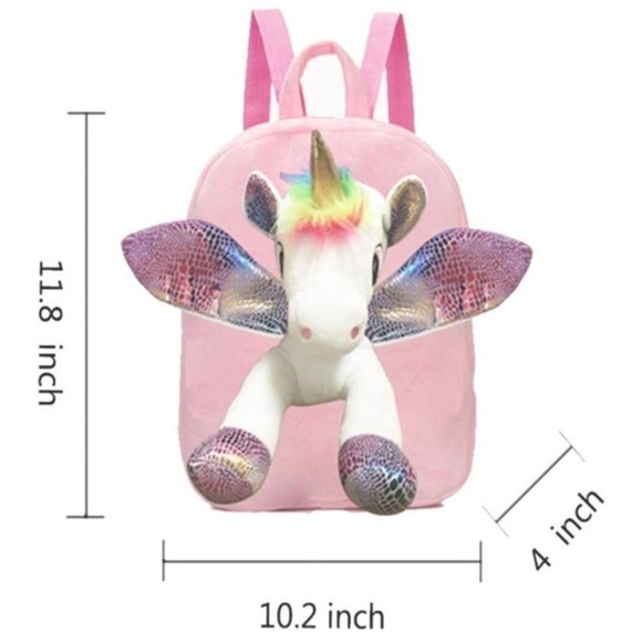 Unicorn Plush Backpack White - Picture 2 of 3